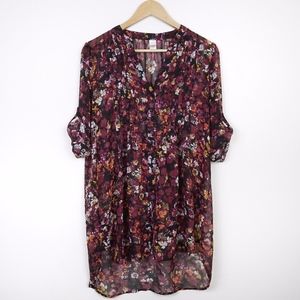 BONGO Floral Sheer Tunic Top L